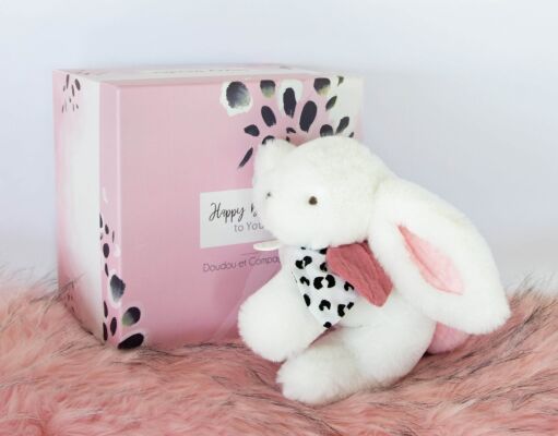 - happy - peluche lapin blush rose 25 cm 