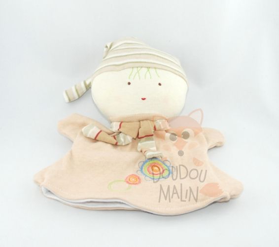  amour lutin poupée marionnette beige vert écharpe fleur 