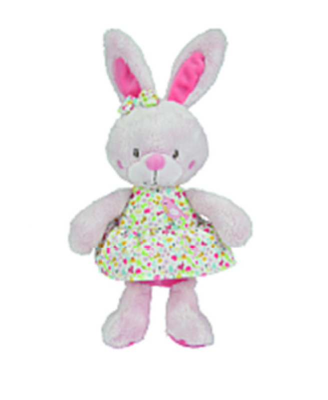  auguste lapin robe rose blanc bleu vert fleur oiseau noeud 