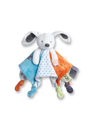  lapin plat carré étoile blanc orange bleu vert 