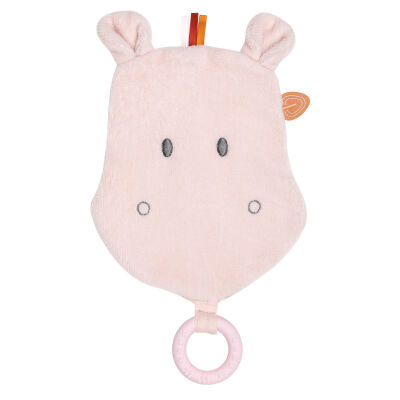  - susie et bonnie - tête hippopotame éponge avec anneau en silicone rose 33 cm 