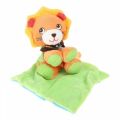  chouchou lion avec mouchoir orange jaune bleu vert bandana marron 