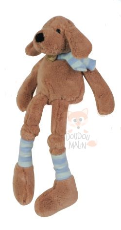  les ptits mousse pantin longues jambes chien marron bleu rayé écharpe 