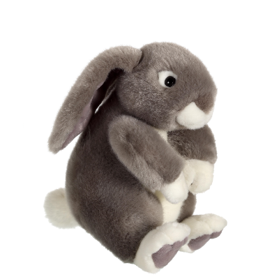  peluche lapin assis gris 22 cm 