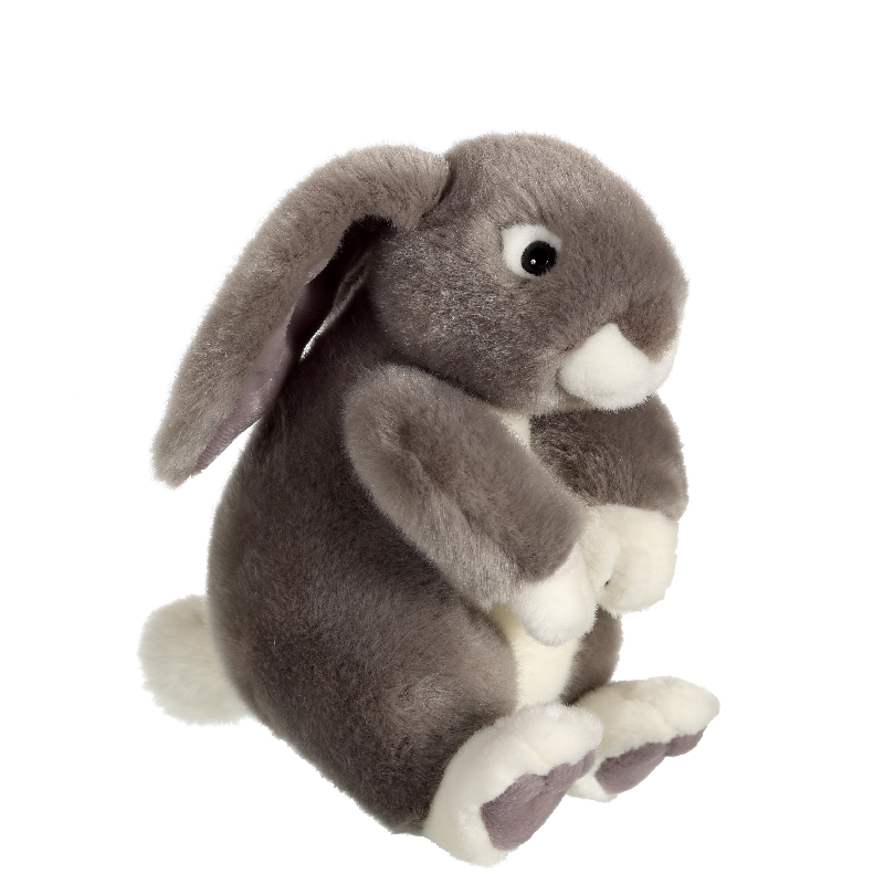  peluche lapin assis gris 22 cm 