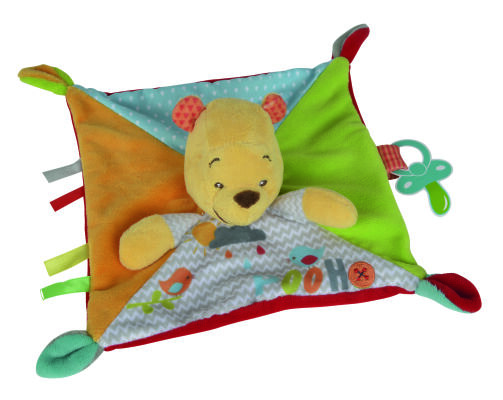  winnie pooh plat carré rouge orange jaune nuage oiseau 
