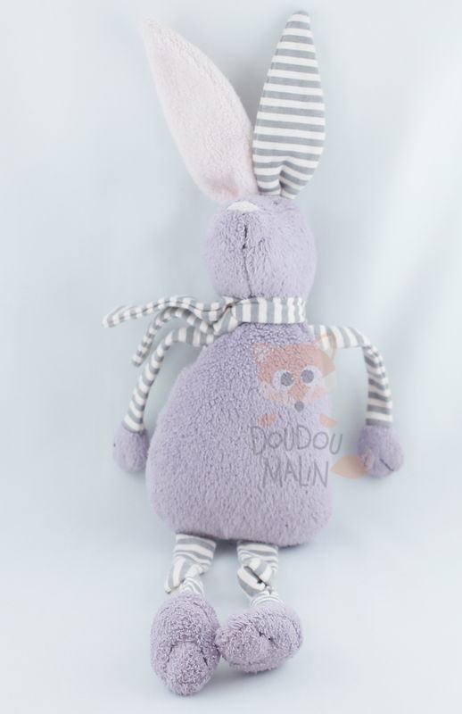  peluche lapin violet rose rayé écharpe 