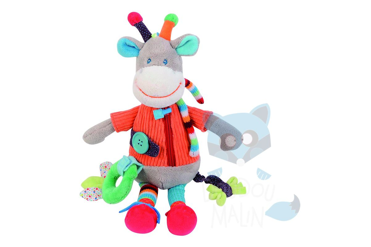  zoé girafe rouge gris bleu bouton écharpe 