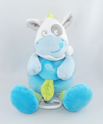  âne cheval boîte à musique bleu blanc vert oiseau feuille bandana 