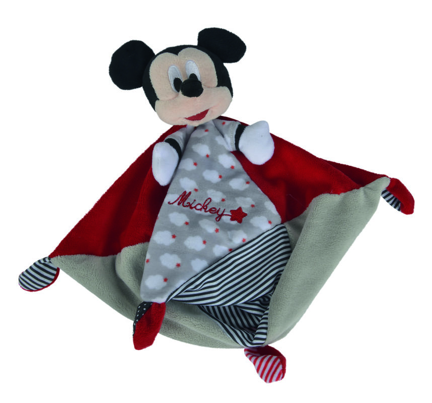 Disney Mickey la souris Doudou plat rouge gris noir nuage