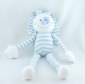  peluche lapin bleu blanc rayé 