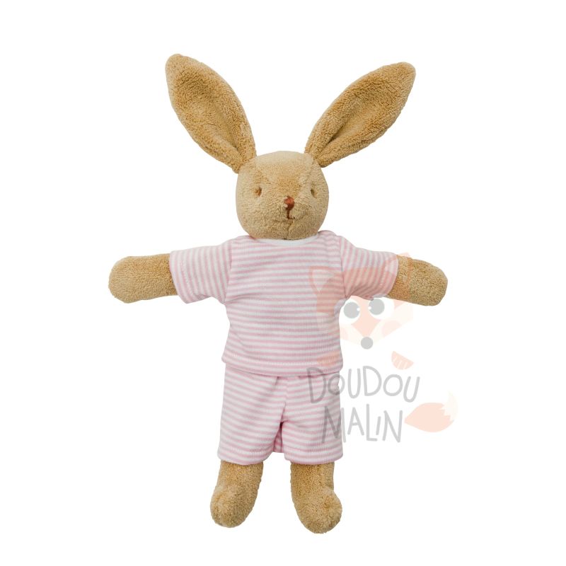  lapin pyjama rayé rose blanc beige 