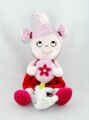 Influx boîte à musique poupée rose rouge robe lapin blanc vert 
