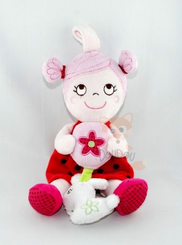 Influx boîte à musique poupée rose rouge robe lapin blanc vert 