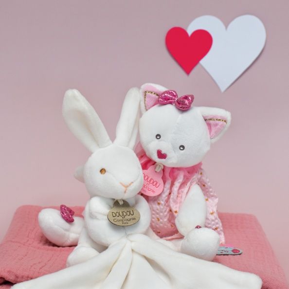 B4 DOUDOU ET COMPAGNIE CHAT ATTRAPE REVE ROSE BLANC ETOILES Robe