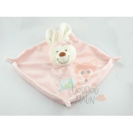  lapin carré plat rose blanc bleu fleur 