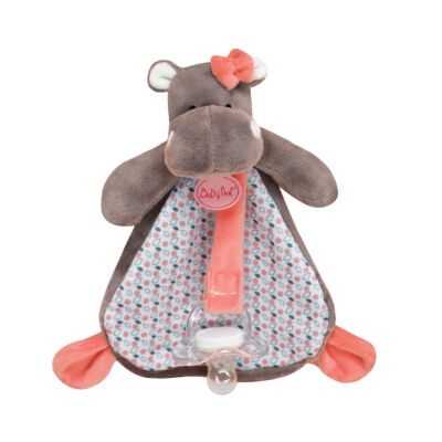  - zoé lhippo - avec attache-sucette rose 15 cm 