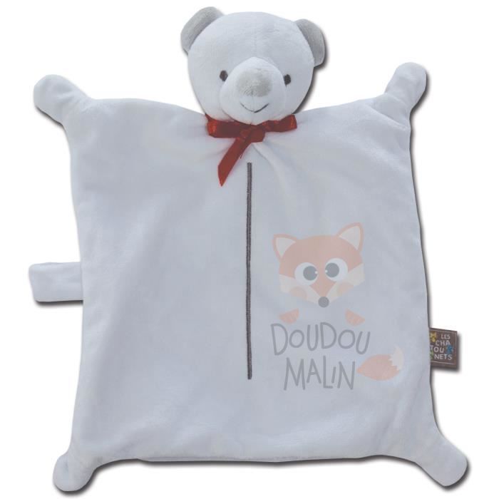  marionnette ours blanc noeud rouge 