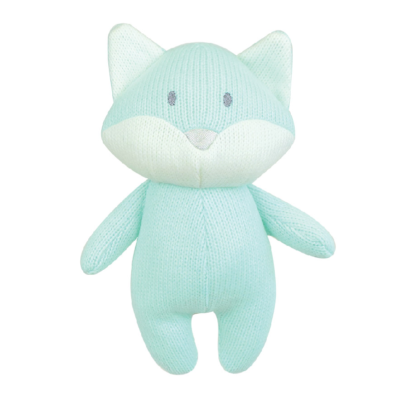  - tricotou - peluche tricot avec hochet - renard vert 20 cm 