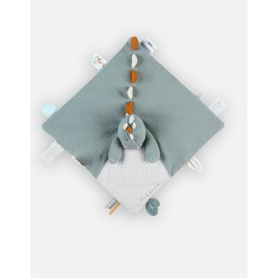  - tiga stegi et ops - dinosaure vert mousseline coton 25 cm 