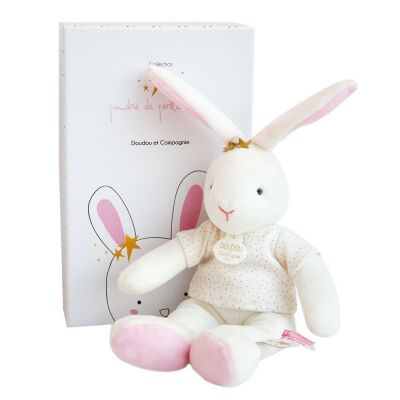  - lapin étoile rose - peluche blanc rose 25 cm 