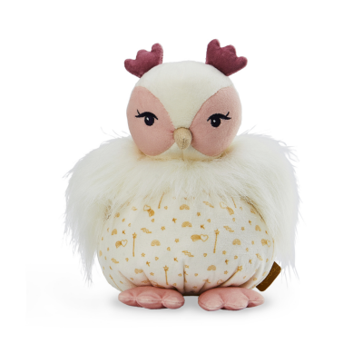  les kalines luna chouette peluche rose - 35 cm 