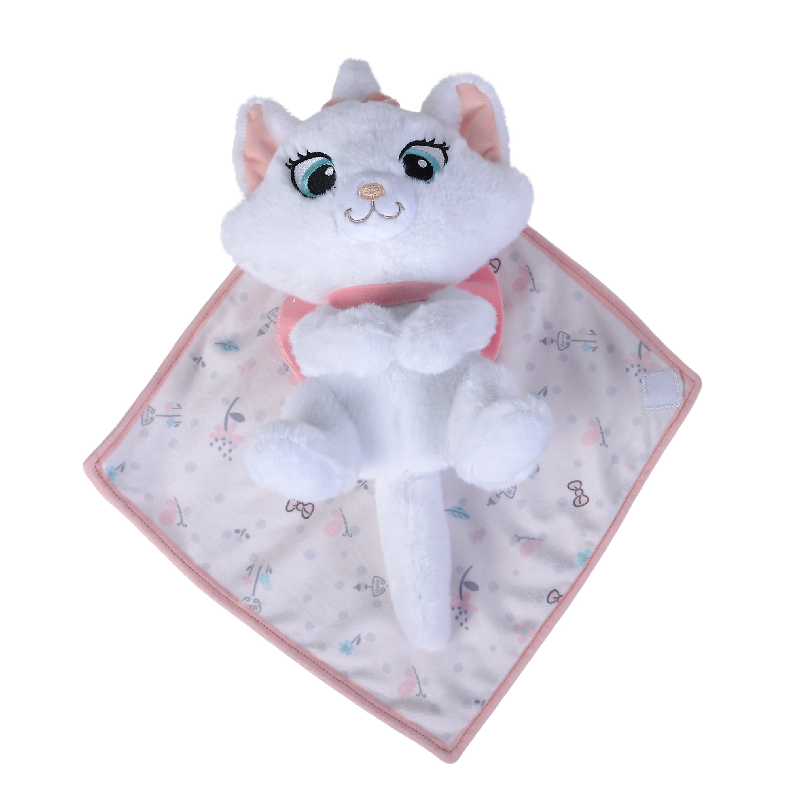 Peluche doudou chat TEX BABY rose écharpe blanc boutons brodés 14 cm assis  NEUF