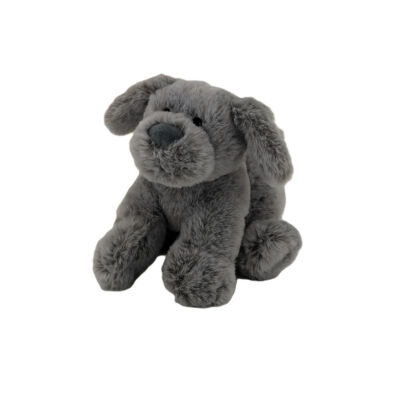 - plush dog sitting natural grey  cm 