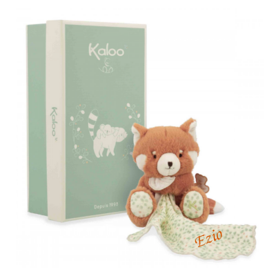  - petit songe - peluche panda roux marron avec lange 25 cm 