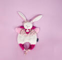  - les petits fûtés - marionnette cerise lapin rose 30 cm 