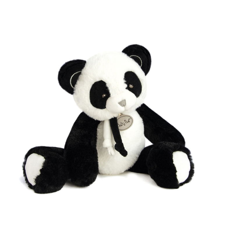 Baby'Nat - Mon P'tit panda Doudou plat noir 25 cm