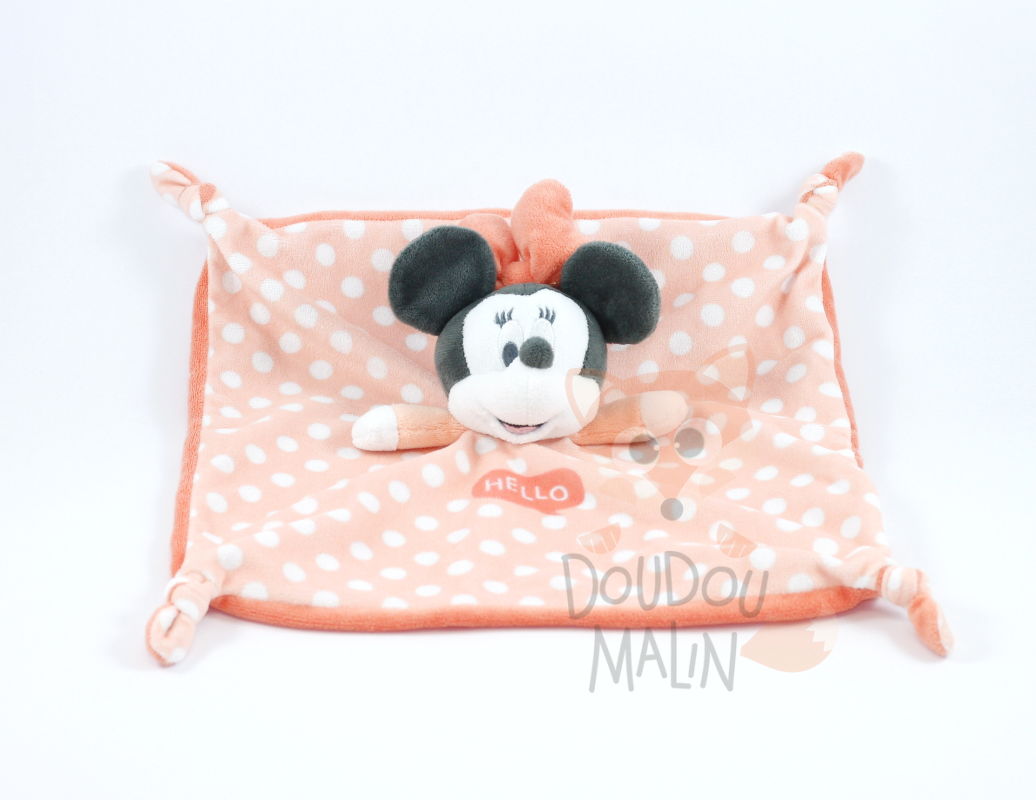 Disney Minnie la souris Doudou plat blanc rose 20 cm