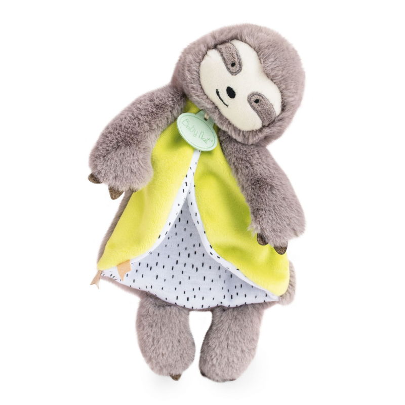 Baby'Nat - Petits voyageurs - Doudou Paresseux marron vert 28 cm