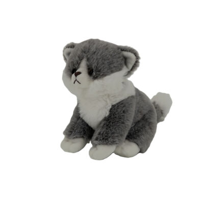  - plush cat sitting natural grey 22 cm 