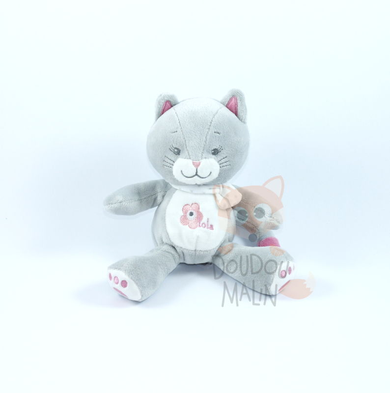 02 DOUDOU MOUCHOIR CHAT MARIE ROSE BLANC GOODNIGHT ETOILE LUNE JAMAIS UTILISÉ