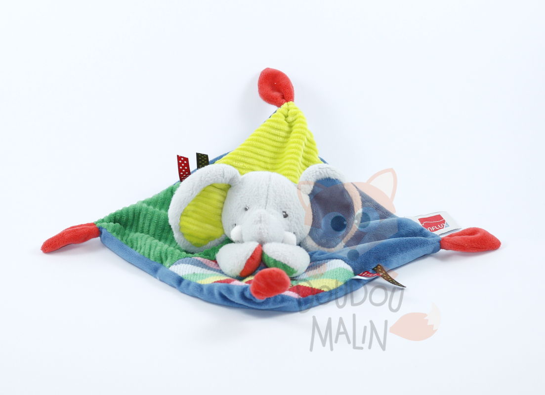 Influx plat éléphant bleu vert rouge 