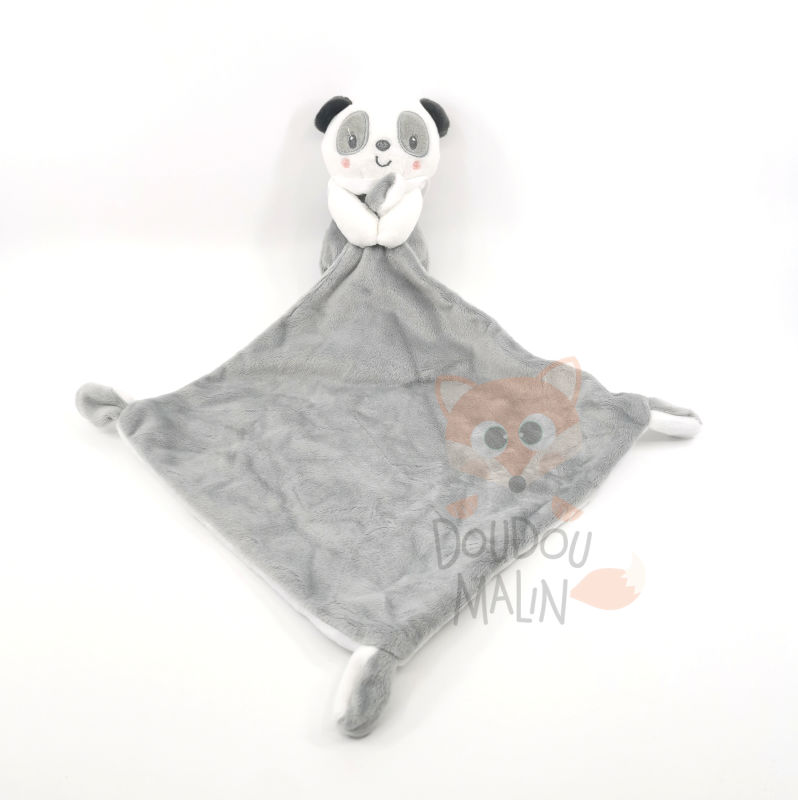 Mots d'Enfants Doudou mouchoir panda blanc gris 30 cm