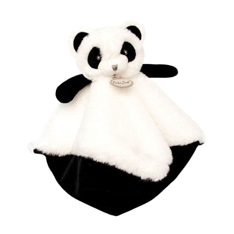 Baby'Nat - Mon P'tit panda Doudou plat noir 25 cm