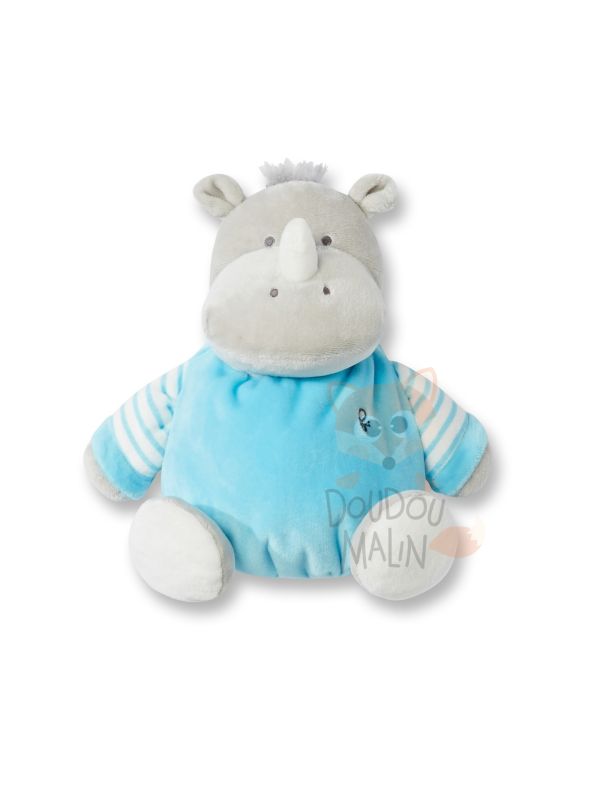 Obaïbi peluche rhinocéros bleu gris 