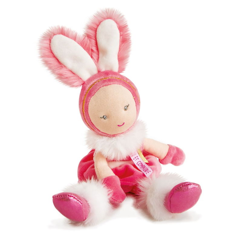 Doudou et compagnie - Lady poupée déguisée en lapin rose 25 cm