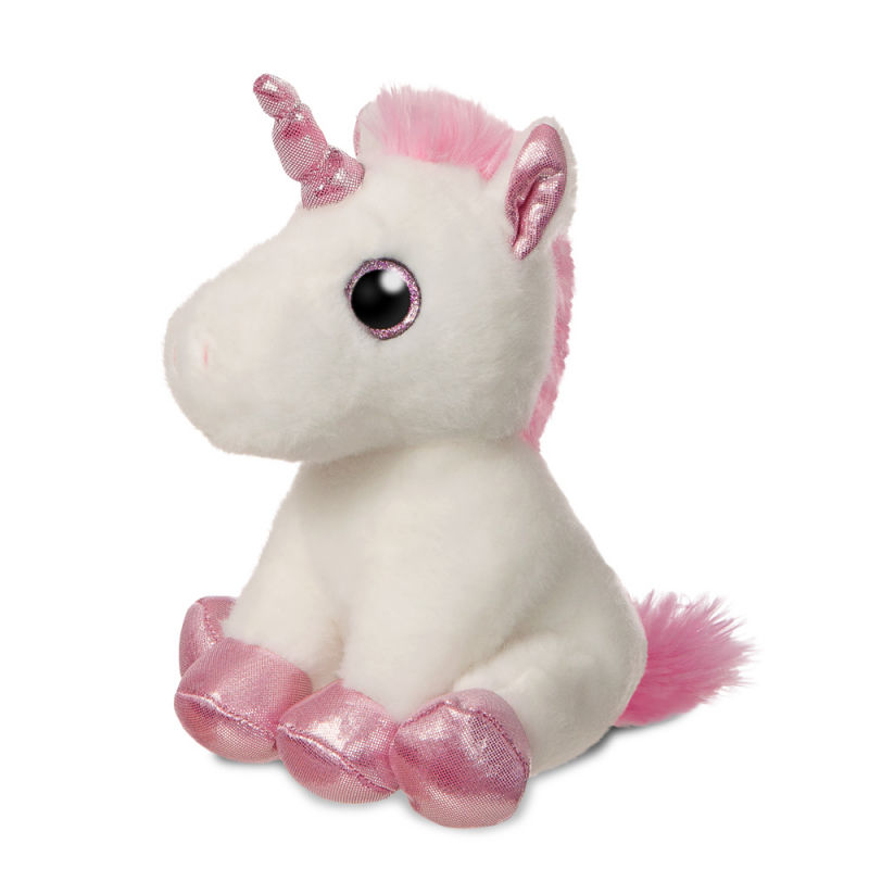 12" Aurora World Sparkle Tales White and Pink Unicorn Plush Toy 