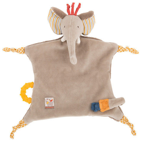 Moulin Roty Les Papoums Doudou plat éléphant beige