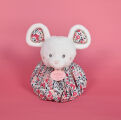  - les petits fûtés - boule souris blanc rose 25 cm 