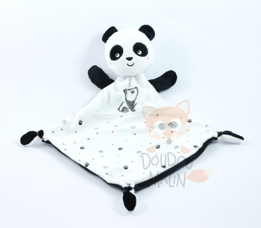 Mots d'enfants Doudou plat panda noir blanc