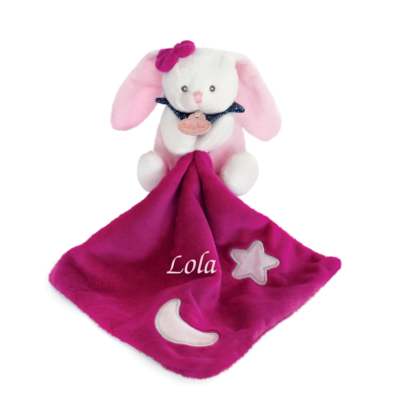 Baby'Nat - Les Luminescents - Doudou mouchoir lapin rose