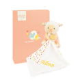  - les rikikis - mouchoir mouton orange coeur 20 cm 