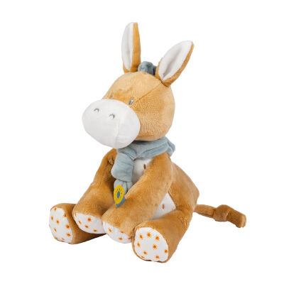  - felix et léo - peluche âne beige jaune 30 cm 