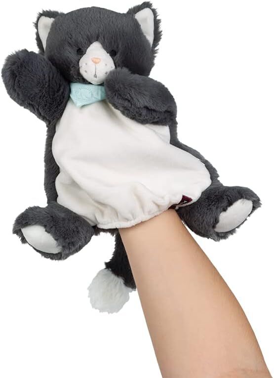  les amis chamallow chat marionnette gris 25 cm 