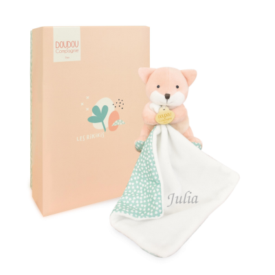  - les rikikis - mouchoir renard orange 20 cm 