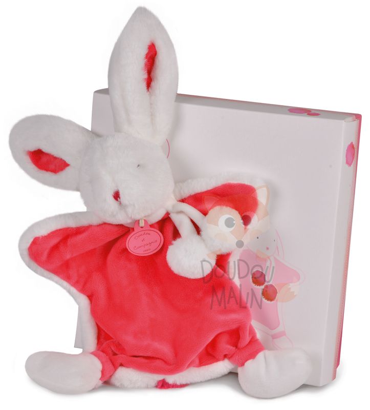  lapin pompon plat blanc rouge fraise 